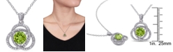 Macy's Peridot (1-1/2 ct. t.w.) & Diamond (1/10 ct. t.w.) Ven 18" Pendant Necklace in Sterling Silver